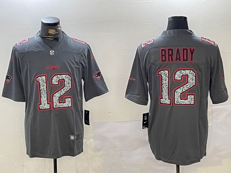 Men New England Patriots #12 Brady Grey 2024 Nike Vapor Limited NFL Jersey style 1->new england patriots->NFL Jersey